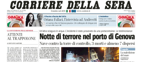 Le prime pagine di mercoledì 8 maggio 2013