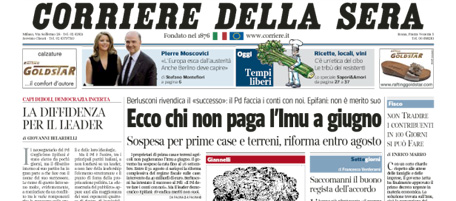 Le prime pagine di sabato 18 maggio 2013