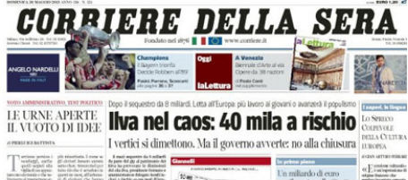 Le prime pagine di domenica 26 maggio 2013
