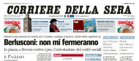Le prime pagine di domenica 12 maggio 2013