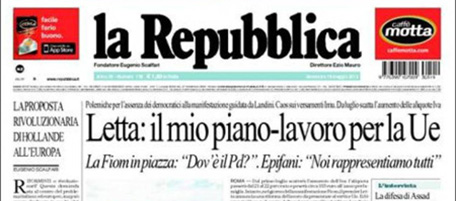 Le prime pagine di domenica 19 maggio 2013