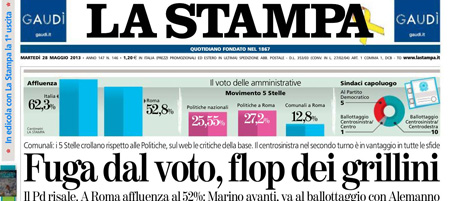 Le prime pagine di martedì 28 maggio 2013