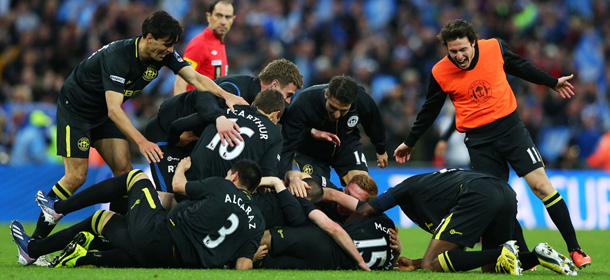 I giocatori del Wigan a fine partita (Alex Livesey/Getty Images)