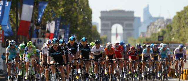 during the twentieth and final stage of the 2012 Tour de France, from Rambouillet to the Champs-Elysees on July 22, 2012 in Paris, France.