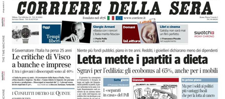 Le prime pagine di sabato 1 giugno 2013