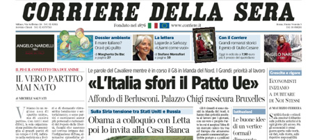 Le prime pagine di martedì 18 giugno 2013