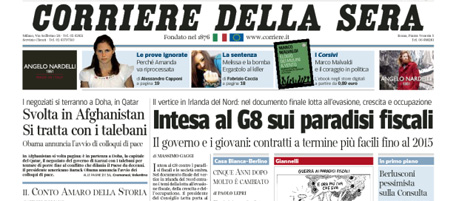 Le prime pagine di mercoledì 19 giugno 2013