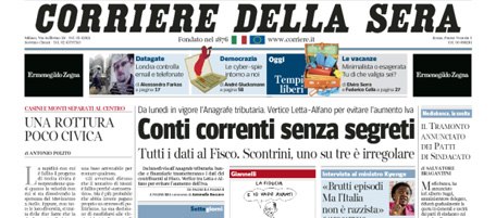 Le prime pagine di sabato 22 giugno 2013