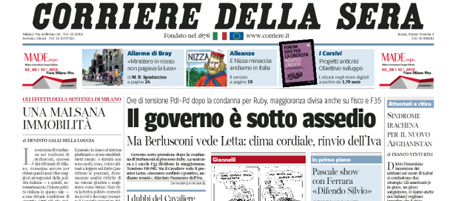 Le prime pagine di mercoledì 26 giugno 2013