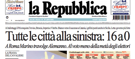Le prime pagine di martedì 11 giugno 2013