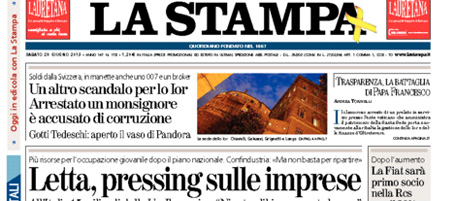 Le prime pagine di sabato 29 giugno 2013