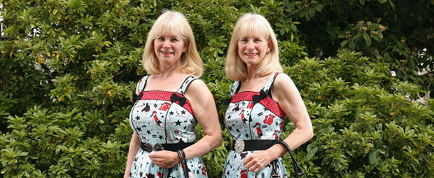 LONDON, ENGLAND - JUNE 08: Twins Jenny Carrick (L) and Jeanette Carrick (R) pose for a photograph in the grounds of St. Thomas' Hospital at an event celebrating genetic research of twins on June 8, 2013 in London, England. The 'Department of Twin Research' at King's College London, based at St. Thomas' Hospital, has carried out important genetic research for the past 21 years. By studying volunteer twins, from the TwinsUK registry of 12,000 twins, scientists have identified over 400 genes associated with over 30 diseases. (Photo by Oli Scarff/Getty Images)