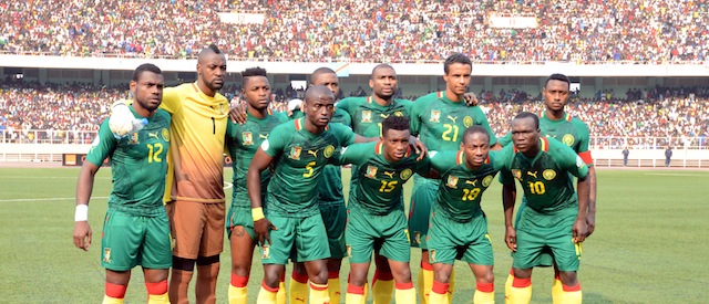 Cameroon's team poses before the 2014 World Cup football qualification match opposing the Democratic Republic of Congo to Cameroon at the Martyrs stadium in Kinshasa on June 16, 2013. AFP PHOTO / JUNIOR D. KANNAH (Photo credit should read Junior D. Kannah/AFP/Getty Images)