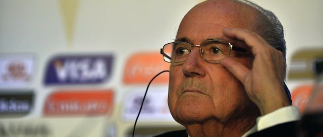 FIFA's president Joseph Blatter during a press conference on July 1, 2013 in Rio de Janeiro, Brazil 2013 after the end of the Confederations Cup Brazil 2013 football tournament final. AFP PHOTO/Yuri CORTEZ (Photo credit should read YURI CORTEZ/AFP/Getty Images)