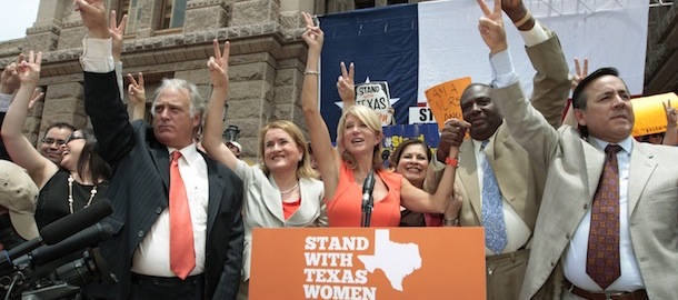 AUSTIN, TX - JULY 01: rally in support of Texas women's right to reproductive decisions at the Texas State capitol on the first day of the second legislative special session called by Gov. Rick Perry in Austin, Texas Monday July 1. (Photo by Erich Schlegel/Getty Images)