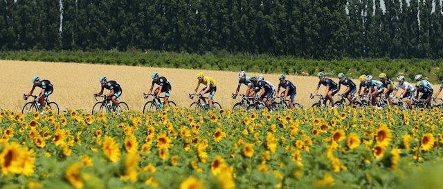 during stage fifteen of the 2013 Tour de France, a 242.5KM road stage from Givors to Mont Ventoux, on July 14, 2013 in Givors, France.