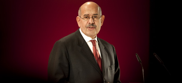 Der Friedensnobelpreistraeger des Jahres 2005, der Aegypter Mohammed el-Baradei, spricht am Montag (26.03.12) in Berlin bei der Verleihung des "Reemtsma Liberty Awards". Die Auszeichnung wird seit 2007 fuer herausragende journalistische Leistungen von Auslandskorrespondenten vergeben.
Foto: Timur Emek/dapd
