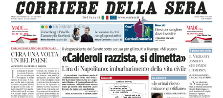 Le prime pagine di lunedì 15 luglio 2013