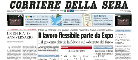 Le prime pagine di mercoledì 24 luglio 2013