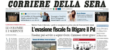 Le prime pagine di venerdì 26 luglio 2013
