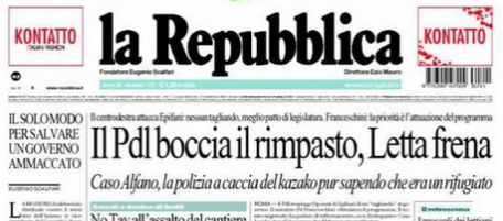 Le prime pagine di domenica 21 luglio 2013