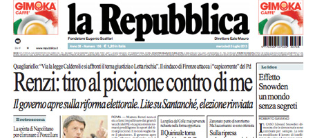 Le prime pagine di mercoledì 3 luglio 2013