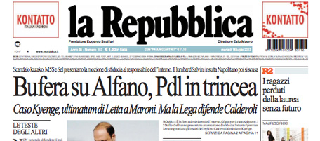 Le prime pagine di martedì 16 luglio 2013