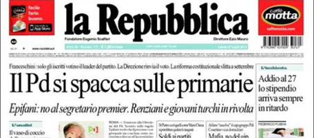 Le prime pagine di sabato 27 luglio 2013