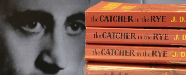 FILE - In this Jan. 28, 2010 file photo, copies of J.D. Salinger's classic novel "The Catcher in the Rye" as well as his volume of short stories called "Nine Stories" are seen at the Orange Public Library in Orange Village, Ohio. Salinger, died Wednesday, Jan. 27, 2010, in Cornish, N.H., at the age of 91. At left is a 1951 photo of the author. (AP Photo/Amy Sancetta, File)