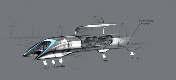 Alcuni disegni del progetto Hyperloop diffusi da Tesla Motors (AP Photo/Tesla Motors)