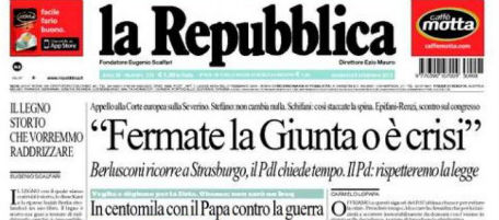 Le prime pagine di domenica 8 settembre 2013