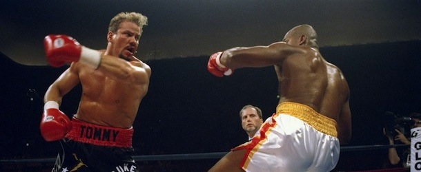 10 Jun 1995: Tommy Morrison, left, and Razor Ruddock trade blows during a bout. Morrison won the fight with a TKO in the sixth round. Mandatory Credit: Stephen Dunn /Allsport
