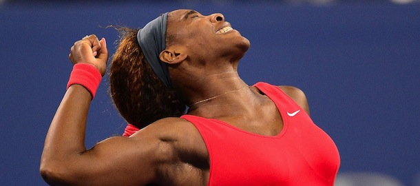 US tennis player Serena Williams reacts winning against Belarus' Victoria Azarenka during the 2013 US Open women's final at the USTA Billie Jean King National Tennis Center in New York on September 8, 2013. AFP PHOTO/Emmanuel Dunand (Photo credit should read EMMANUEL DUNAND/AFP/Getty Images)