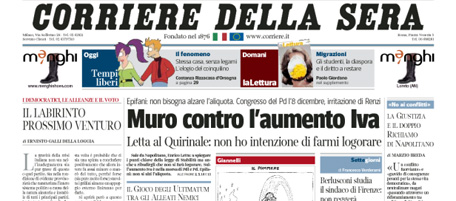 Le prime pagine di sabato 21 settembre 2013