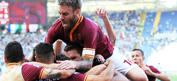 during the Serie A match between AS Roma and SS Lazio at Stadio Olimpico on September 22, 2013 in Rome, Italy.