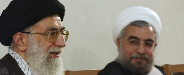 In this photo taken on Sunday, June 16, 2013, and released by the official website of the Iranian supreme leader's office, supreme leader Ayatollah Ali Khamenei, left, speaks during his meeting with President-elect Hasan Rouhani in Tehran, Iran. On Sunday, Rouhani had his first meeting as president-elect with Khamenei, who offered "necessary guidelines" to him, state TV said, without elaborating. (AP Photo/Office of the Supreme Leader)