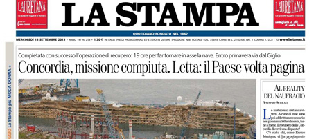 Le prime pagine di mercoledì 18 settembre 2013