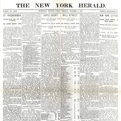 La prima edizione del New York Herald, 4 ottobre 1887