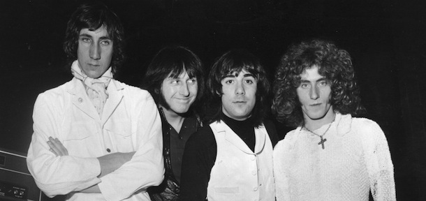 14th February 1969: British rock group The Who, from left to right; Pete Townshend, John Entwistle (1944 &#8211; 2002), Keith Moon (1947 &#8211; 1978) and Roger Daltrey, shortly before going on stage at the London Coliseum. (Photo by Steve Wood/Express/Getty Images)
