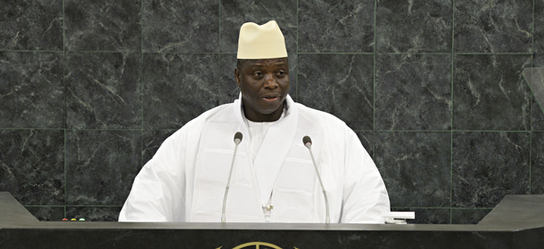 Gambian President Yahya Jammeh addresses the 68th United Nations General Assembly on Friday Sept. 27, 2013 at U.N. headquarters. (AP Photo/Andrew Burton,Pool)