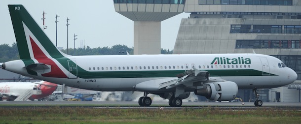 The Alitalia airplane carrying German-born Pope Benedict XVI is parked on the tarmac of the Tegel airport on September 22, 2011 in Berlin, on the first day of his first state visit to his native Germany. The 84-year old pope, German born Joseph Ratzinger, has a packed program, with 18 sermons and speeches planned for his four-day tri p to Berlin, Erfurt in the ex-German Democratic Republic and Freiburg. AFP PHOTO / PATRIK STOLLARZ (Photo credit should read PATRIK STOLLARZ/AFP/Getty Images)