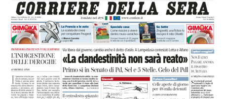 Le prime pagine di giovedì 10 ottobre 2013