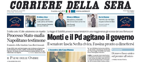 Le prime pagine di venerdì 18 ottobre 2013