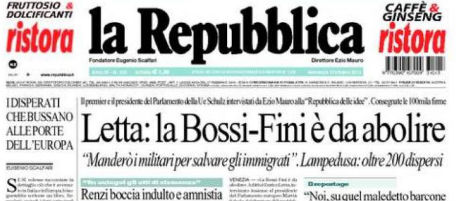 Le prime pagine di domenica 13 ottobre 2013