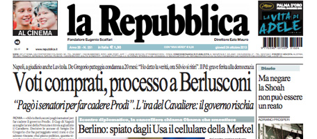 Le prime pagine di giovedì 24 ottobre 2013