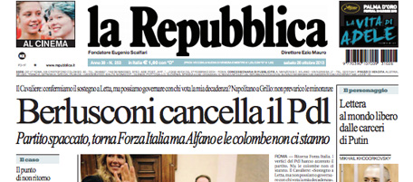 Le prime pagine di sabato 26 ottobre 2013