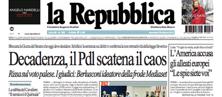Le prime pagine di mercoledì 30 ottobre 2013