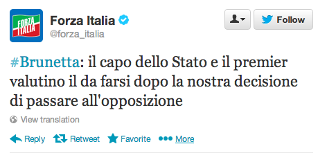 Forza Italia esce dalla maggioranza