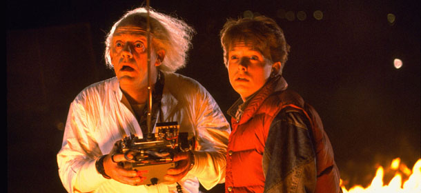 Back to the Future (1985)
Directed by Robert Zemeckis
Shown from left: Christopher Lloyd (as Dr. Emmett Brown), Michael J. Fox (as Marty McFly)
