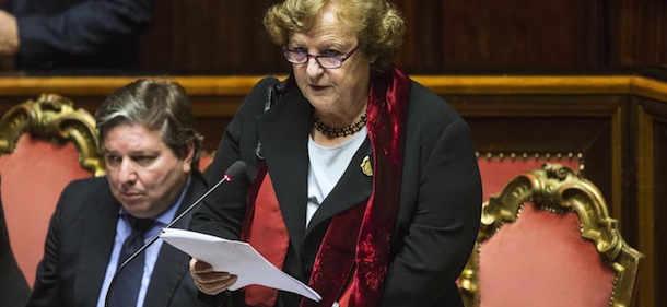 Foto Roberto Monaldo / LaPresse
05-11-2013 Roma
Politica
Senato &#8211; Informativa del ministro della Giustizia Cancellieri sul caso Ligresti
Nella foto Annamaria Cancellieri
Photo Roberto Monaldo / LaPresse
05-11-2013 Rome (Italy)
Senate &#8211; Report of the Minister of Justice Annamaria Cancellieri on Ligresti case
In the photo Annamaria Cancellieri
